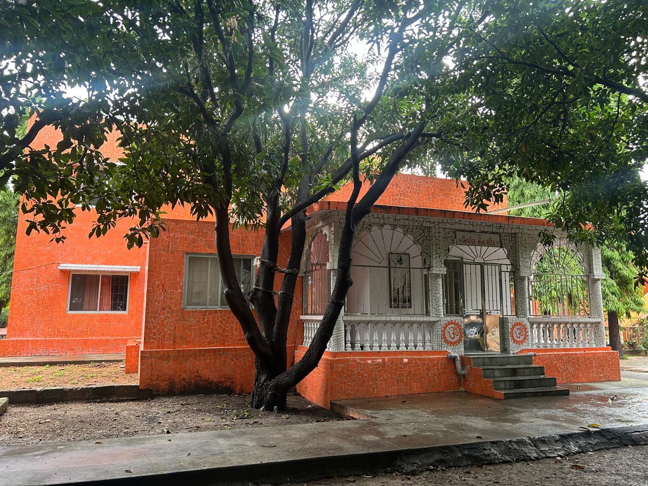 Ashram building entrance and porch